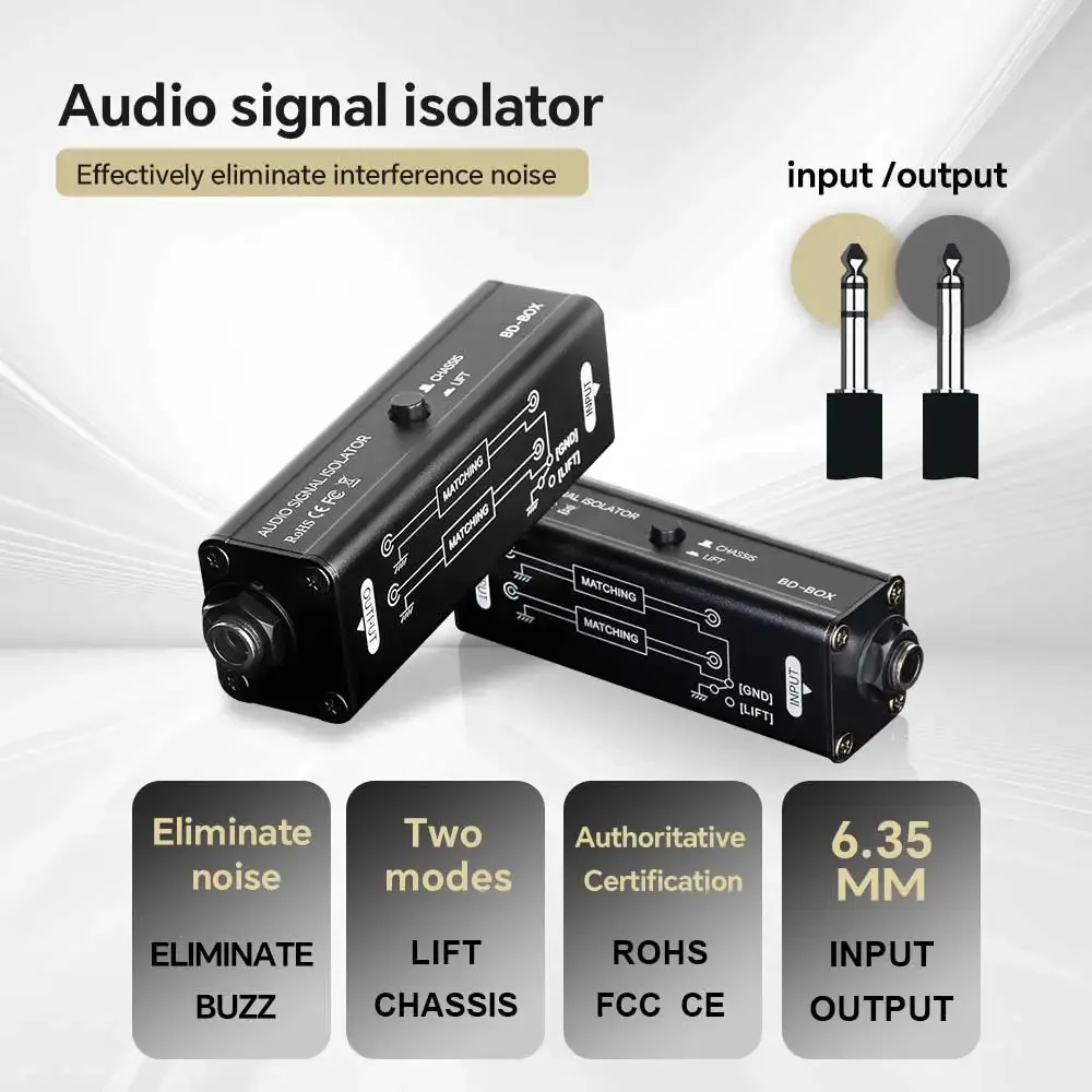 Audio Music Isolator - Portable 6.35MM AUX Ground Loop Isolator