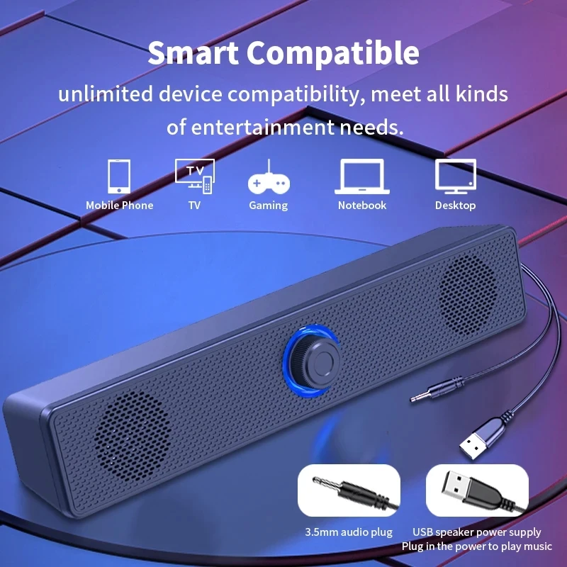 Soundbar Computer PC TV Laptop - огляд і ціна Audio Music System For Home